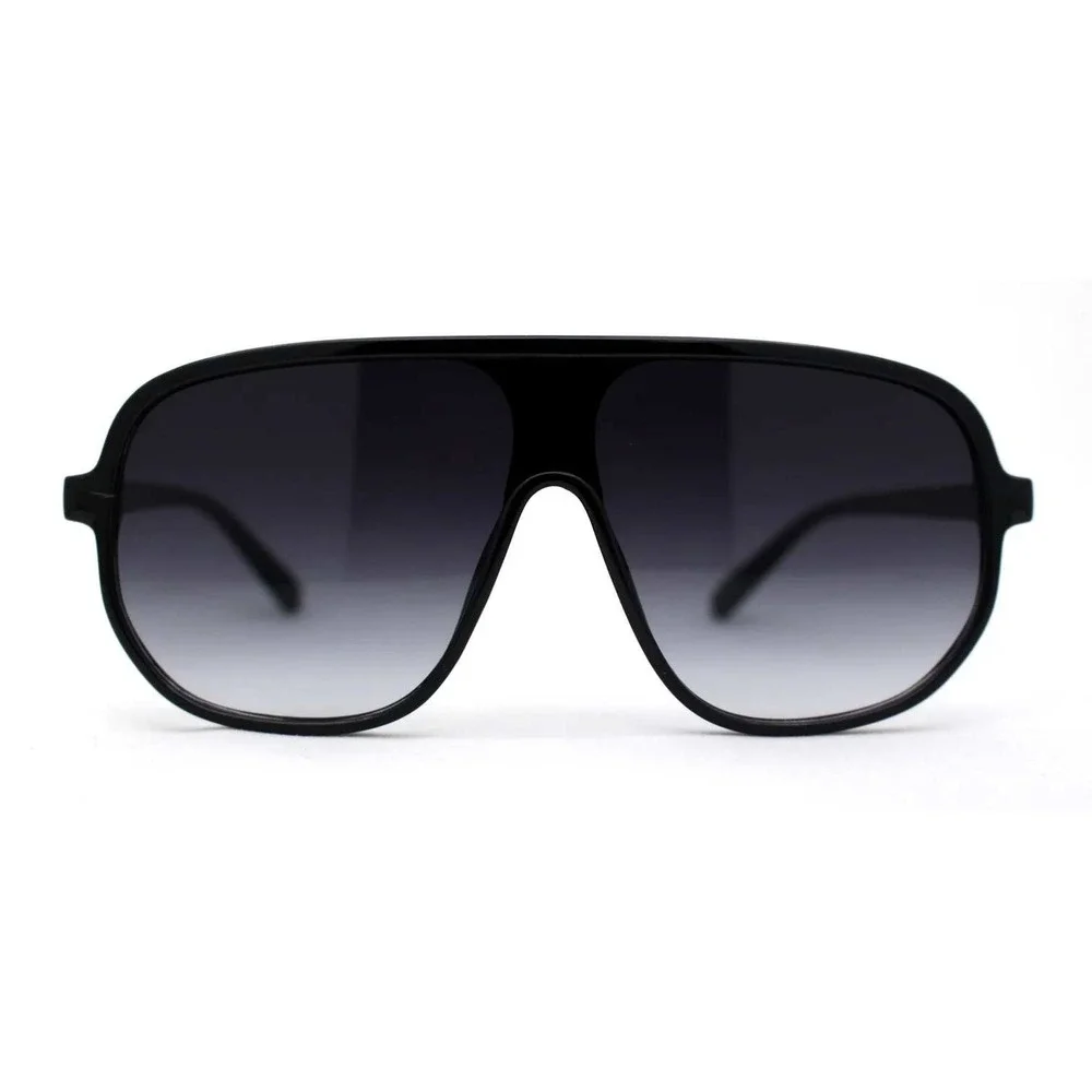 Sunglasses Men's Oversized Shield Fashion Shades Black Gold Accent UV400 Protect